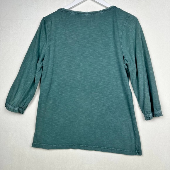 Cabela's Women's Size M V Neck 3/4 Sleeve Blouse Top 100%‎ Cotton - Picture 10 of 10